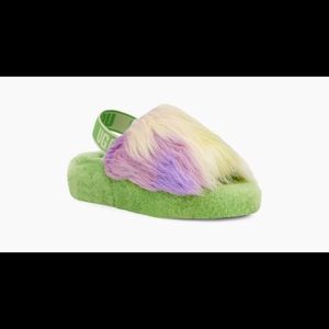 UGG Fluff Yeah Tie Dye Slippers Slides Size NEW Kids Girls
